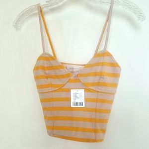 NWT Urban Outfitters yellow stripe corset crop top
